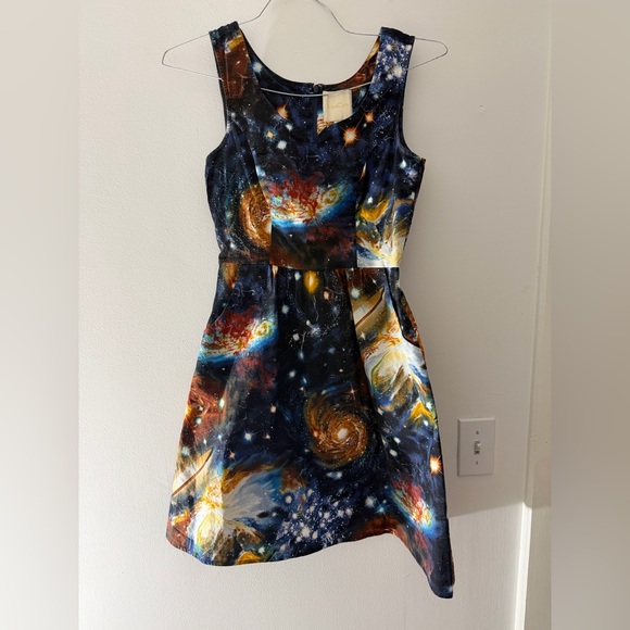 ModCloth Nebula Outer Space Galaxy Science Sleeveless Mini Dress Size Small - Picture 2 of 16